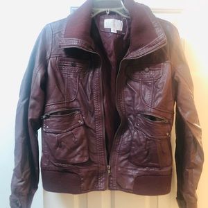 Faux leather burgundy leather